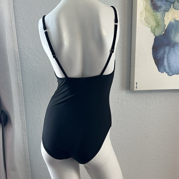 Old Navy Black Lace Up Neckline One Piece Swimsuit - Picture 4 of 8